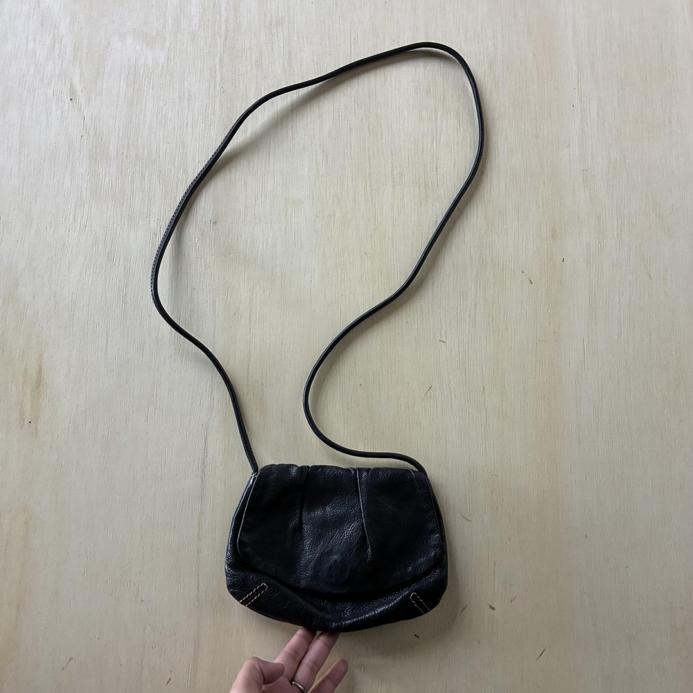 Fossil Crossbody Womens Small Black Leather Magnetic Closure Casual Bag